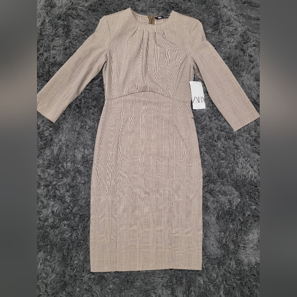 Zara- Brown Plaid Dress. Size S. NWT!
